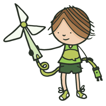 Boy holding a wind turbine