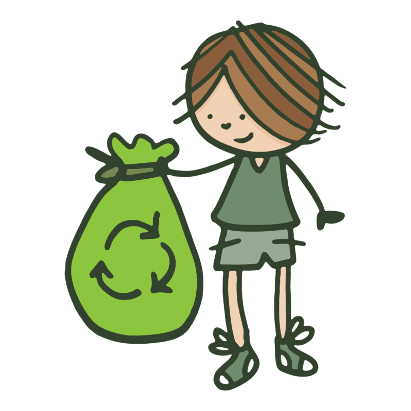 Boy with recycling bag illustration