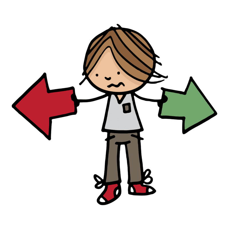 Illustration of boy with arrows
